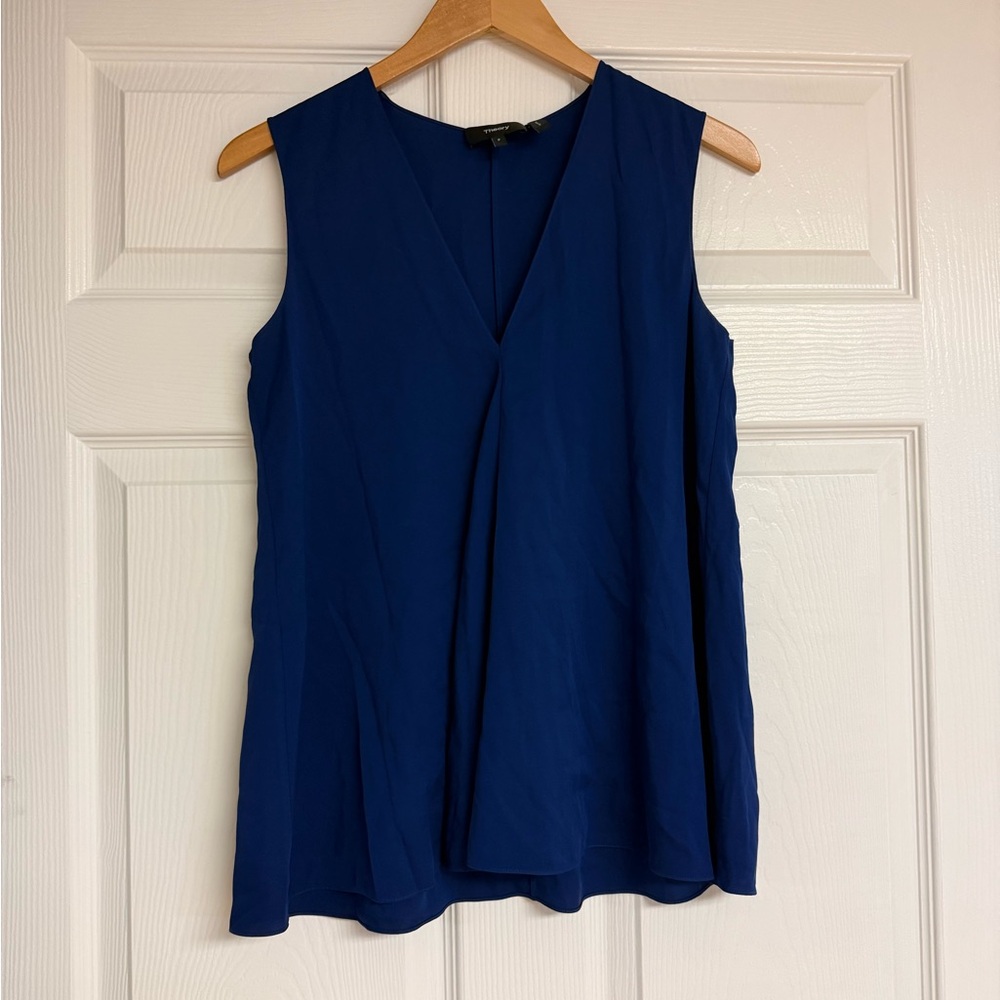 Theory Blue Silk Top Size Petite